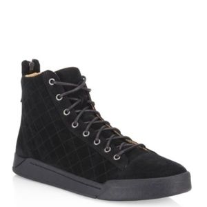 Diesel Men's Suede Diamond Stitched Sneaker Black